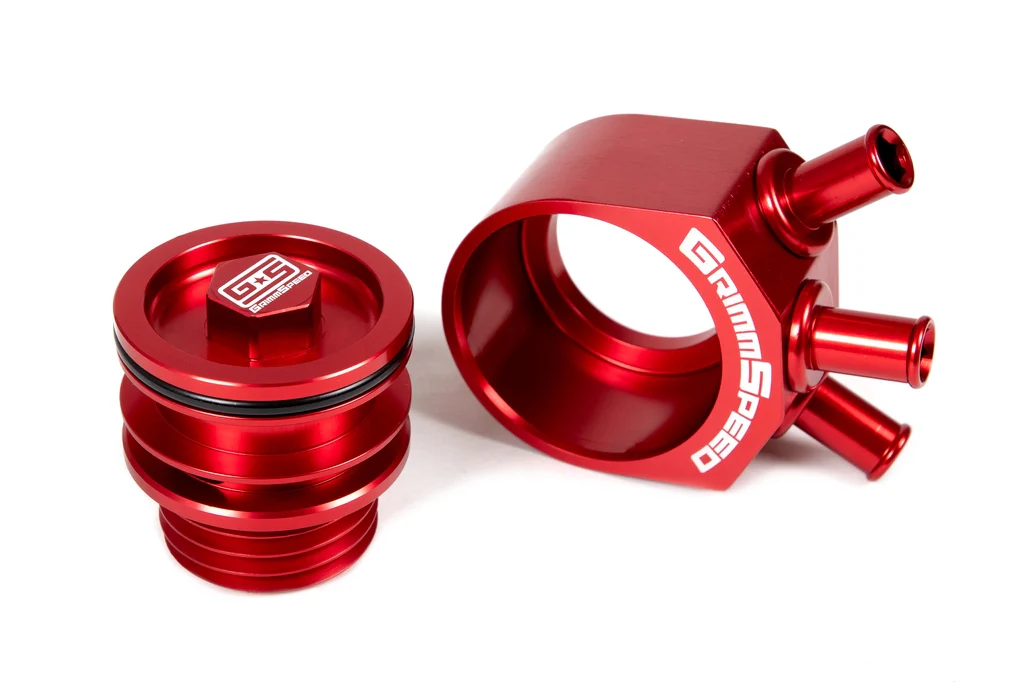 GrimmSpeed Red Air Oil Separator 2002-2007 WRX / 2004-2021 STI - Image 2