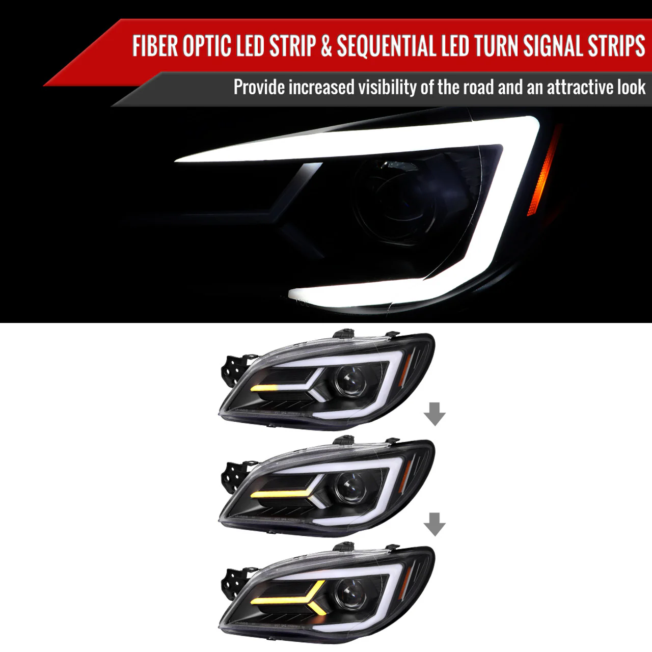 Spec-D Tuning V2 Sequential LED Headlights 2006-2007 WRX/STI - Image 4